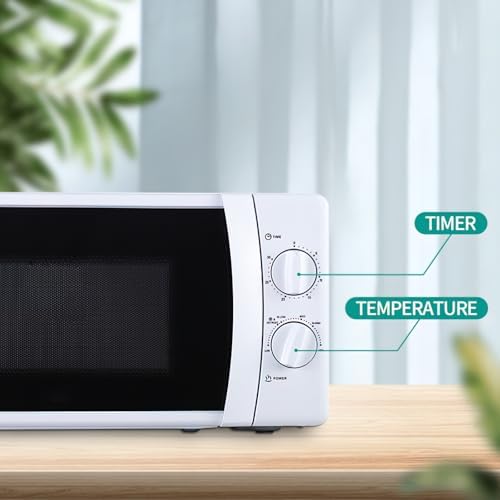 Compact Mechanical Microwave Oven, 25L Capacity, White Countertop Kitchen Appliance with Manual Timer and Temperature Controls