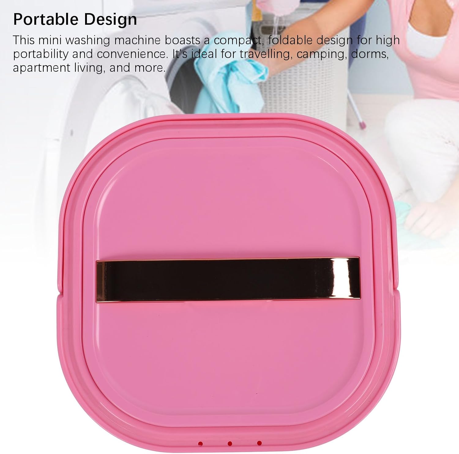Portable Washing Machine, Small Foldable Washer with Dryer, Mini Collapsible Washer for Travel, Apartment, Dorm, Camping, RV, Underwears, Socks, Baby Clothes (Pink)
