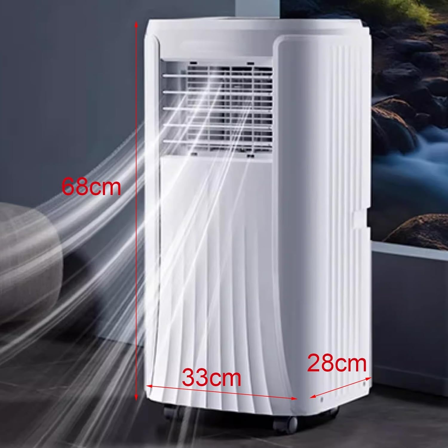 No Vent Portable Air Conditioner 2 Wind Speeds Room Ac Unit with 360° Universal Wheels and Remote Control 24H Timer, Bedroom, Office, Apartments 220V(33 * 38 * 68cm)
