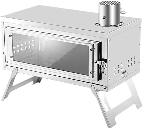 Outdoor Fireplaces Wood Stove Combustion Compact Assembly Easy Bonfire Heat Resistant Glass Window with Chimney Outdoor Camping Fire Pits