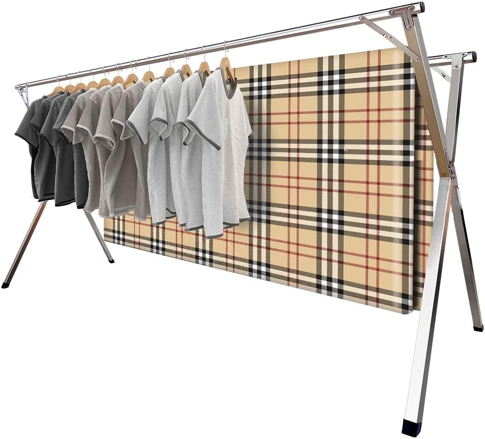 2026 Premium Stainless Steel Clothes Drying Racks, Foldable and Adjustable Laundry Drying Rack Clothing for Indoor Outdoor （79