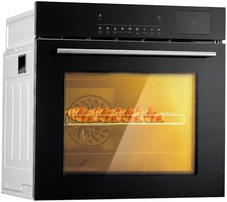 24 in Electric Single Wall Oven, 2.5Cu.ft Built-in Electric Convection Oven, 8 Baking Modes, with Air Frying Function, 3000 w, 3D Surround Heating with Double-Layered Glass Door, Timer, Touch Control