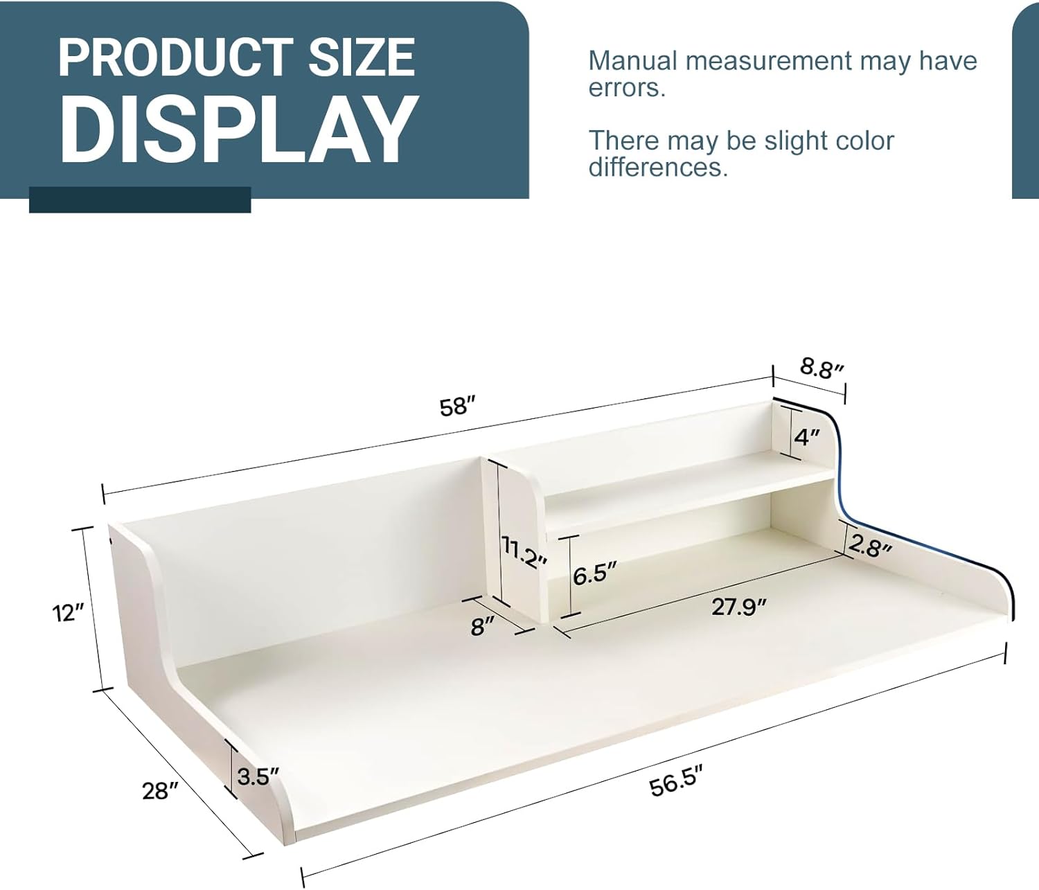 MINGRUIYUWasher Dryer Countertop Shelf – Extra-Wide 2-Tier Laundry Organizer, Over-Washer Storage Topper with Protective Edge Dark Gray Natural Wood 58