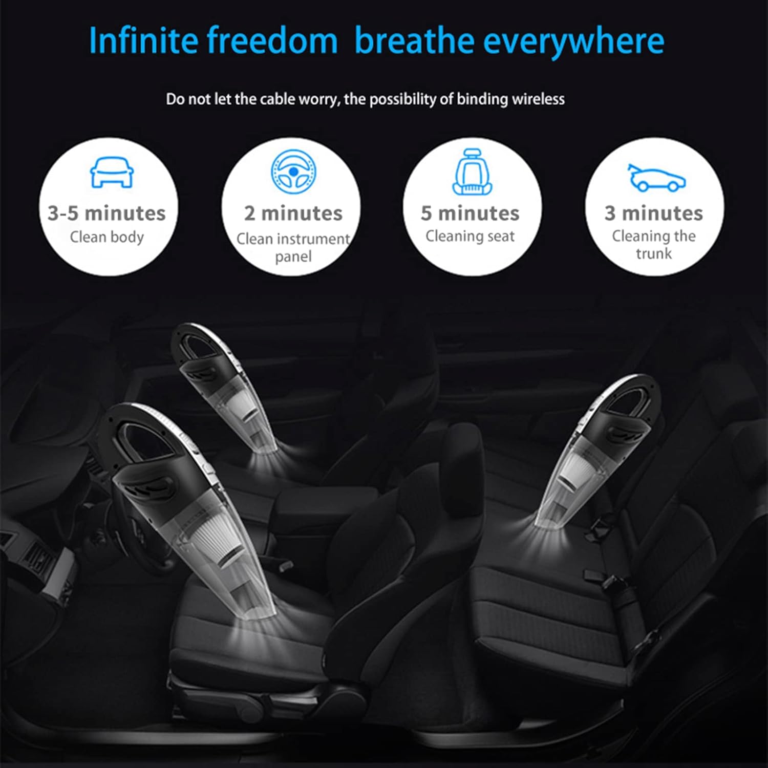 Car Vacuum Cleaner, Portable High Power Mini Handheld Vacuum Cleaner for Wet and Dry Cleaning, 16 Ft Cord for Home, Pet Hair, Car Cleaning