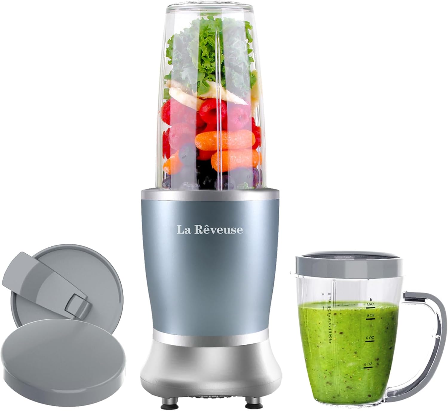 La Reveuse 250W Smoothie Blender (Pearl Blue) + La Reveuse 2-Cup Small Food Chopper (White)