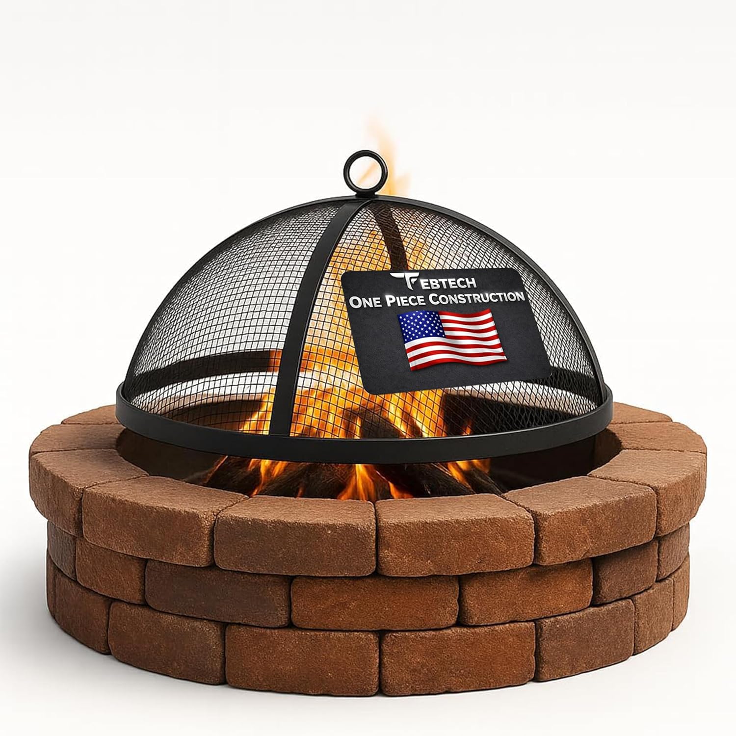 Fire Pit Spark Screen- Heavy Duty Fire Pit Screen 36 Inch Round with Hook Handle—Powder Coated Domed Outdoor Round Patio Mesh Firepit Screens Guard for Outdoor/Patio/Backyard/RV Camping/Beach