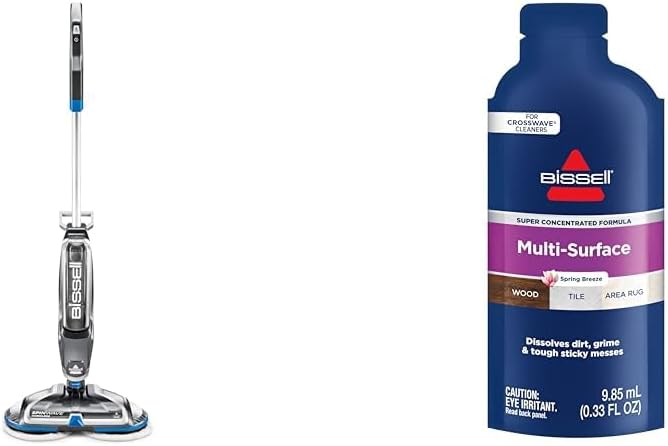 BISSELL Spinwave Cordless Hard Floor Expert Spin Mop Cleaner 18V with washable mop pads for sealed hard floors + Bissell Multi Surface Super Concentrate, 14 0.33 Oz packets included, 4144