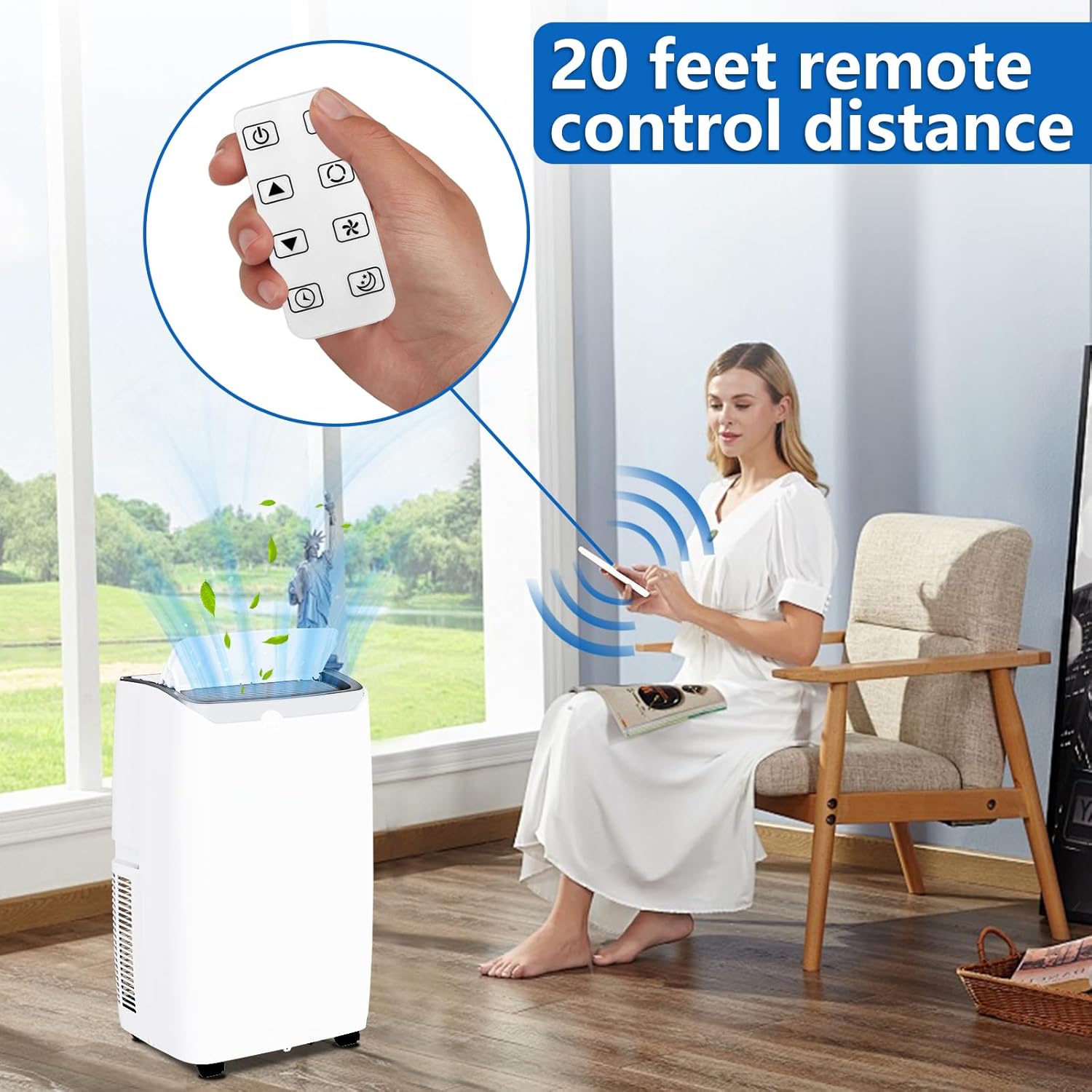 12000 BTU Portable Air Conditioner, 3-In-1 (Cool/Dehumidify/Fan) Portable AC Unit with Remote, LED Touch Control & 24H Timer, Air Conditioners Cools Rooms Up to 550 Sq.Ft for Home, Office & Dorm Room