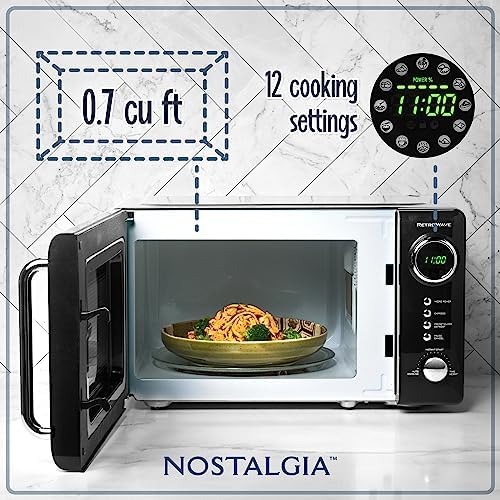 Nostalgia Retro Compact Countertop Microwave Oven - 0.7 Cu. Ft. - 700-Watts with LED Digital Display & Keurig® K-Supreme Single Serve K-Cup Pod Coffee Maker, MultiStream Technology, Black