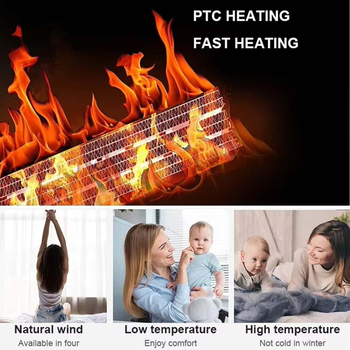 2 In 1 Wall Mounted Heating System, Cooling/Heating, Kitchen Wall Air Conditioner Fan, for Bathroom Office, RV Air Conditioner Heater and Fan Combo(Red)