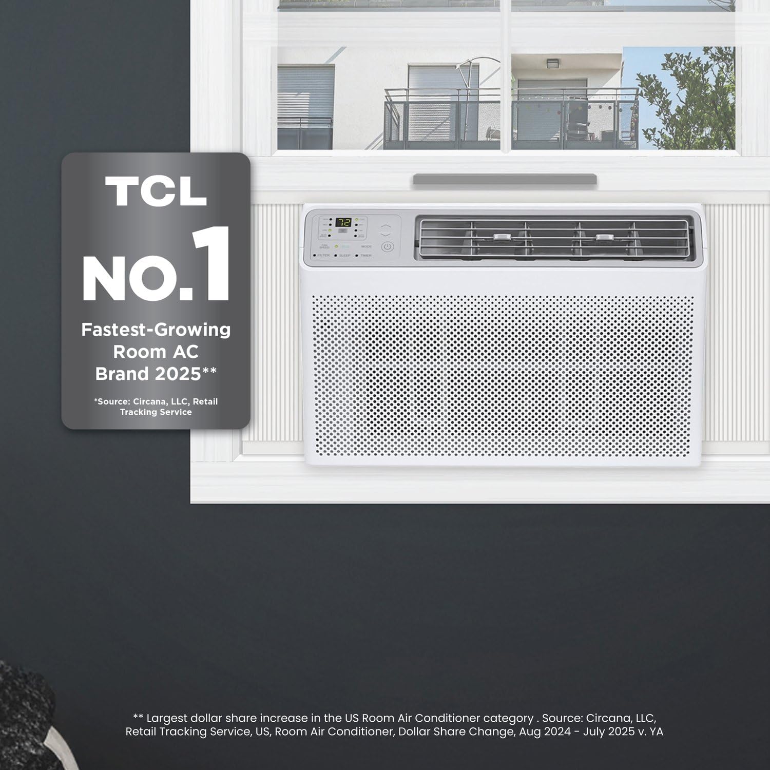 TCL H12W35W 12,000 BTU Smart Window Air Conditioner, AC Unit, Fan & Dehumidifier, 550 Sq. Ft, Remote Control, Compatible with Alexa/Google Assistant, White