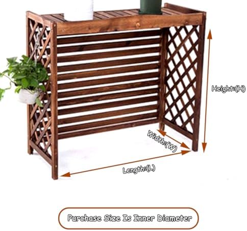 Air Conditioner Cover for Outside Units Stable Free Standing AC Fence Screen Wooden Storage Shelf for Outdoor Condenser Flower Shelf Decorative Easy to Install(Brown,L115cm*W54cm*H95cm)