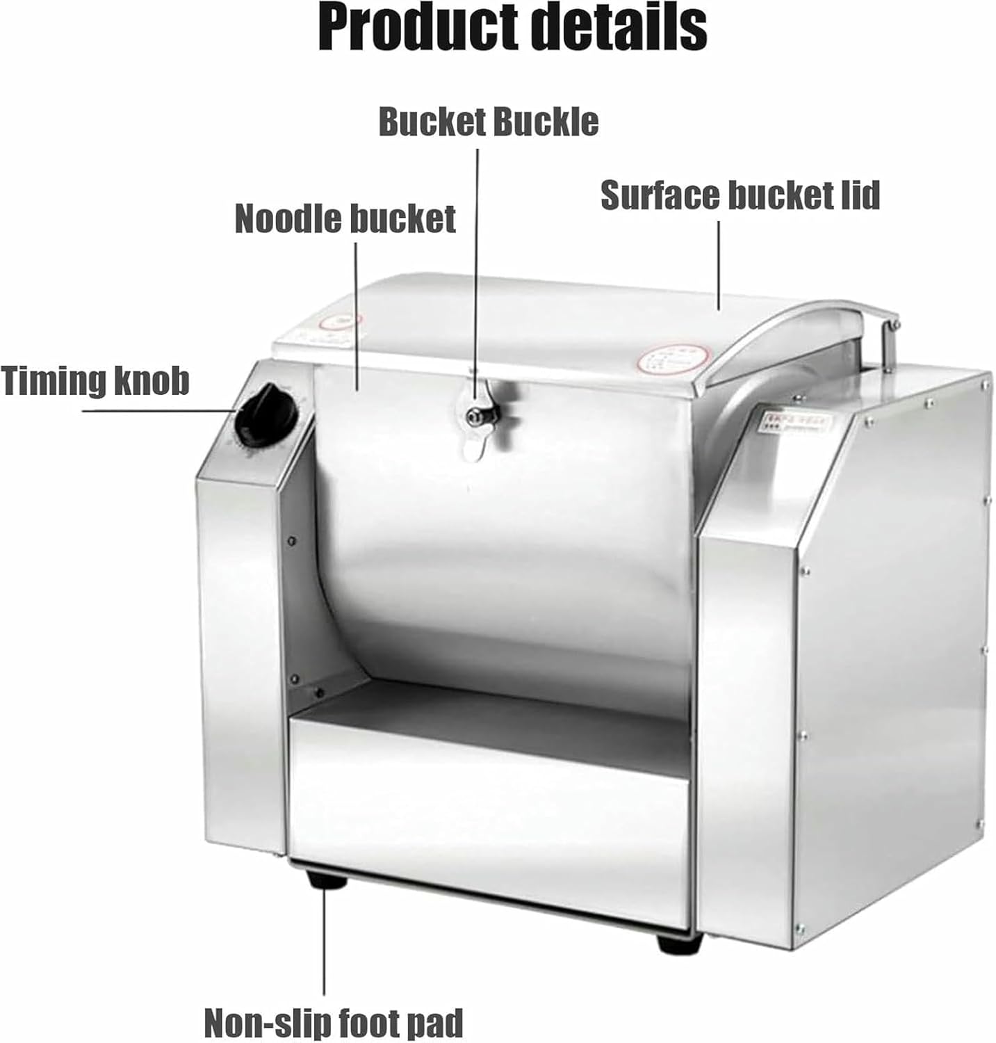 Commercial Kneader, 1500 W Electric Blender, Flour Kneader, Automatic Stainless Steel Flour Blender Of 75 Kg/h, With Timing Function, Easy To Clean