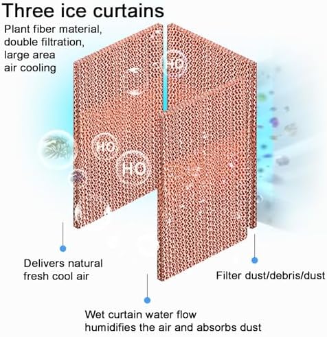 Evaporative Cooler, Knobs Air Cooler, Portable Air Conditioner with 30L/6.6Gal Water Tank, 3 Speeds and 2 Ice Packs for Outdoor Commercial Factory