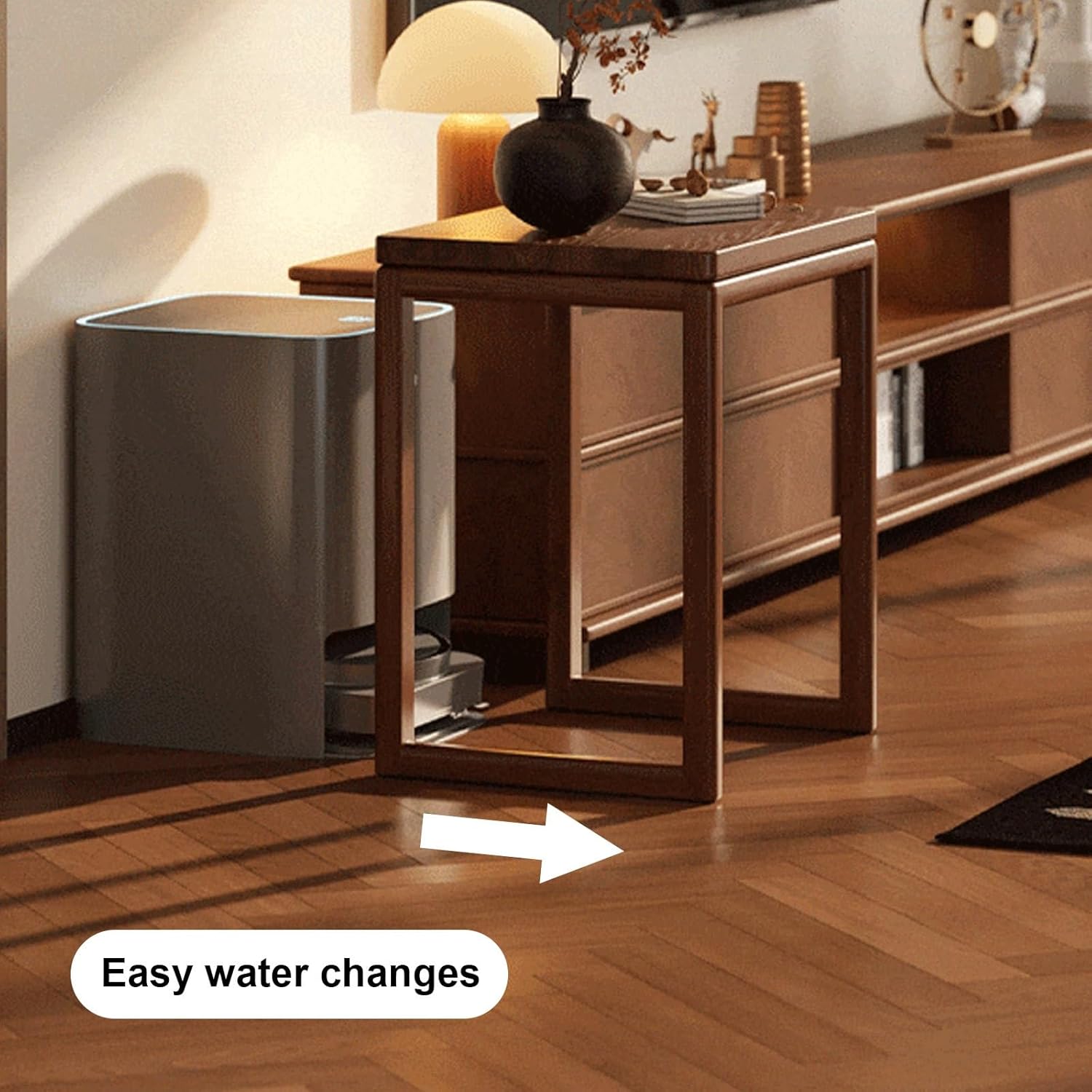 Robot Vacuum Storage Stand Portable Wood Side Table Mobile End Table Living Room Modern Side Table Storage Cabinet with Wheels for Living Room Kitchen Office Multi Scenario Use(Natural)