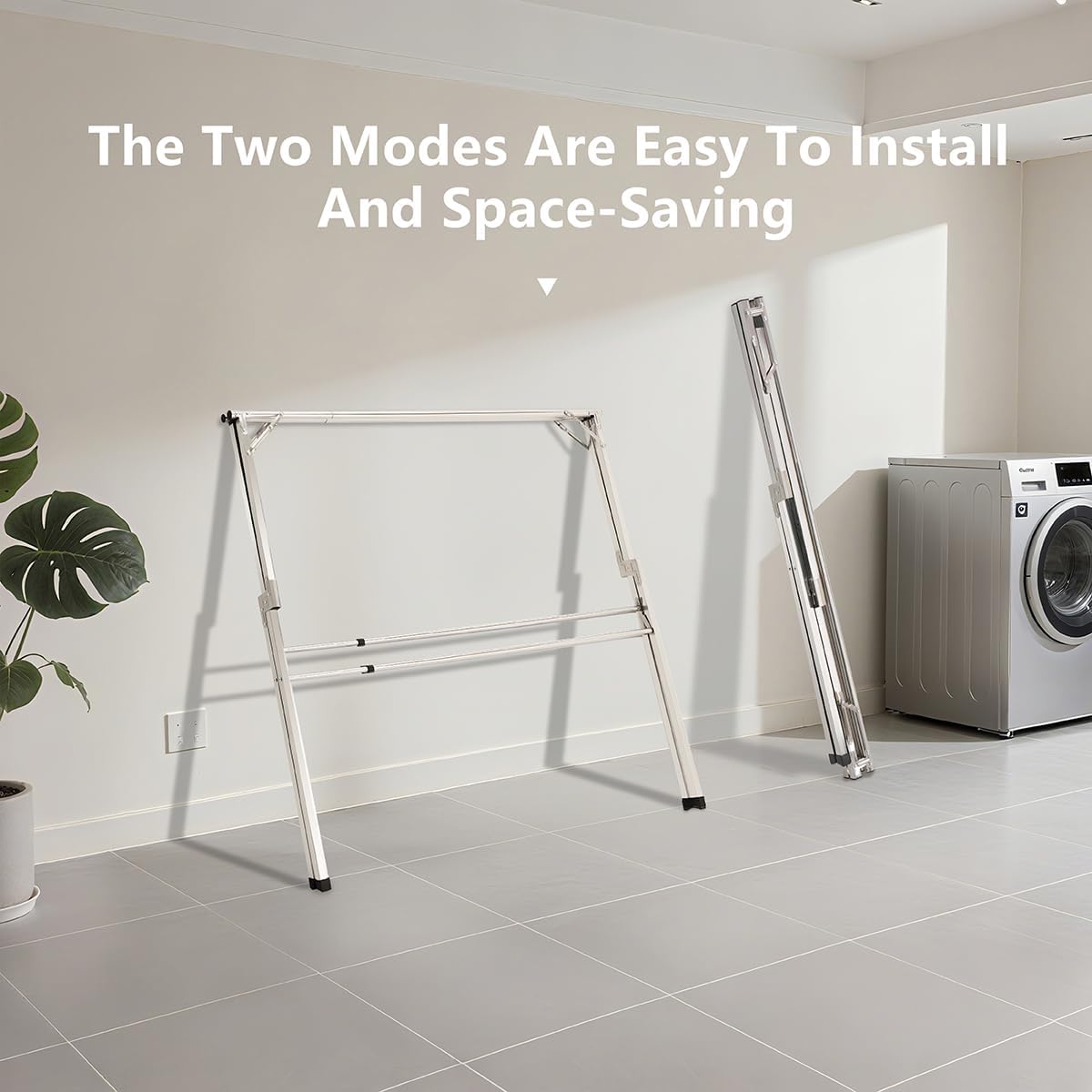 79 inches Foldable Clothes Drying Rack, Heavy Duty Stainless Steel Laundry Drying Rack for Indoor Outdoor, Clothes Rack Adjustable Length. 3 Additional Reinforcement Bars with 20 Windproof Hooks