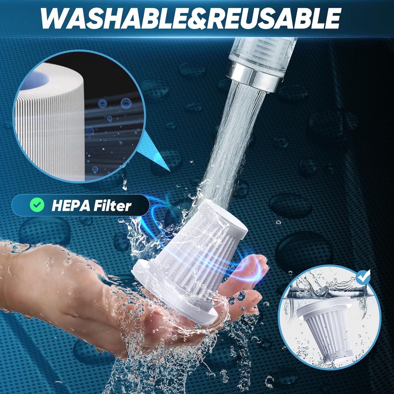 Saker Portable Car Vacuum Cordless 20000PA 6 in 1 Multifunctional Handheld Vacuum with HEPA Filter 4-Piece Set