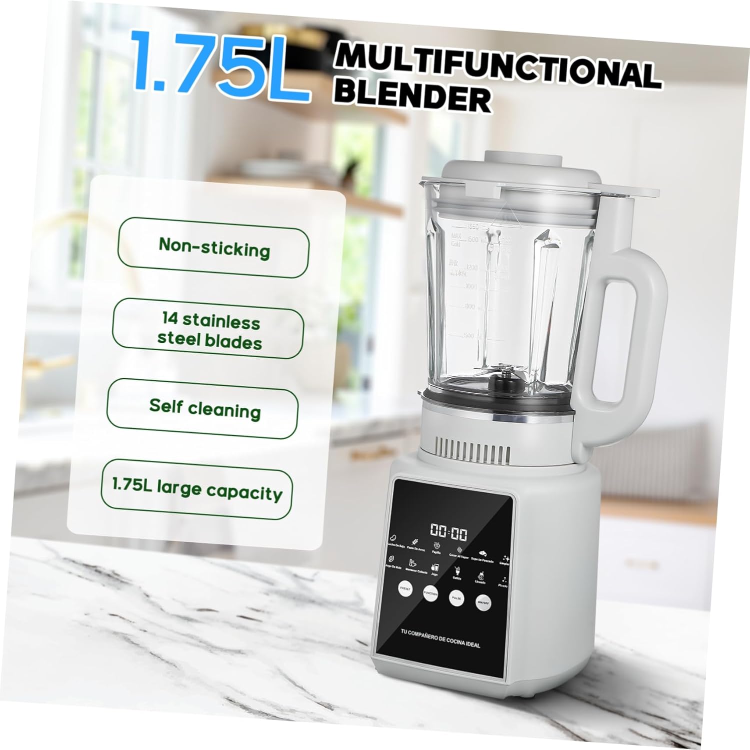 110v Electric Blender Wall Breaking Machine Smoothies Blender Cold Press Juicer Non-stick Jar Self-cleaning Quiet Operation Touch Display