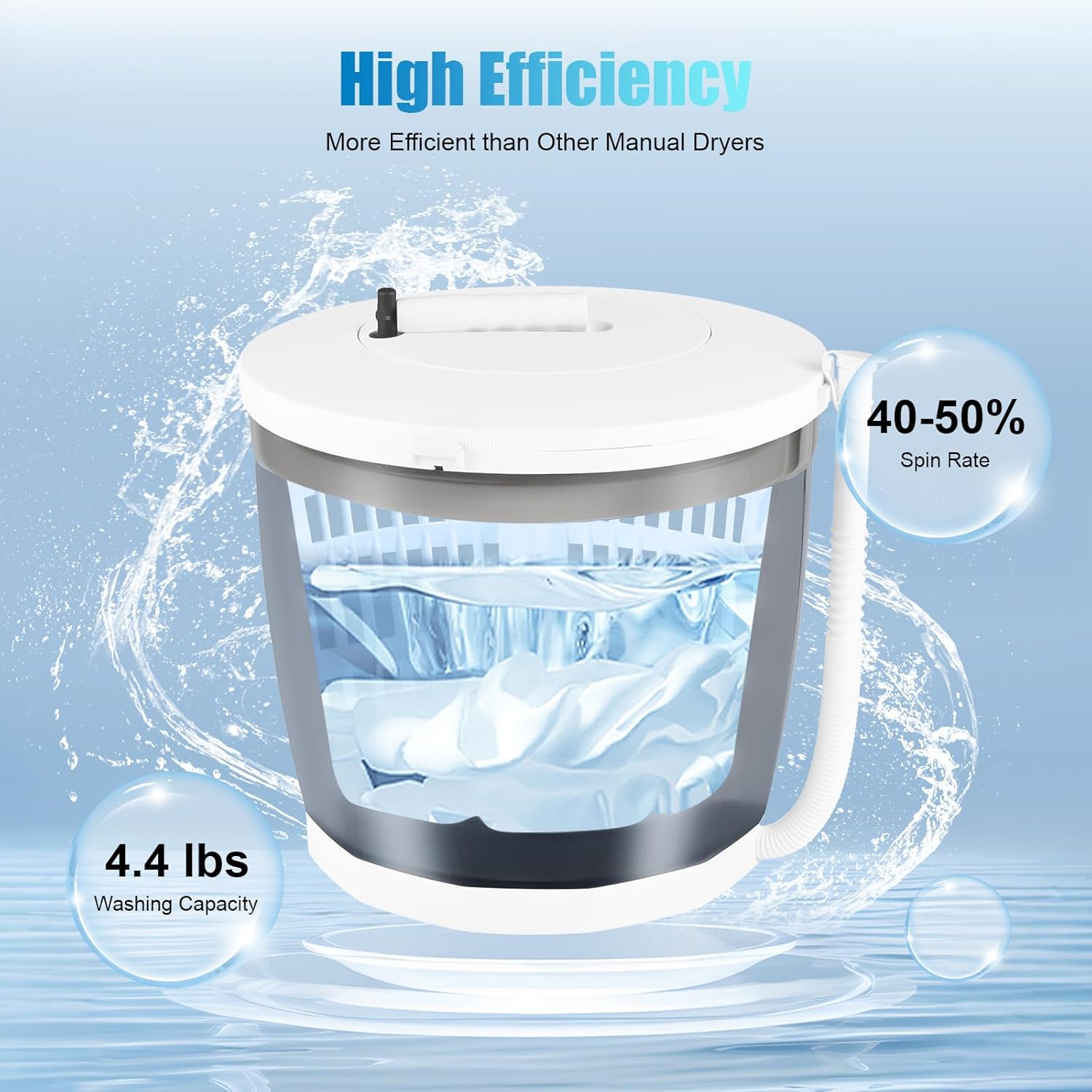 Portable Washing Machine, 2 in 1 Non-Electric Washing Machine, Mini Traveling Outdoor Compact Washer Spin Dryer,Grey