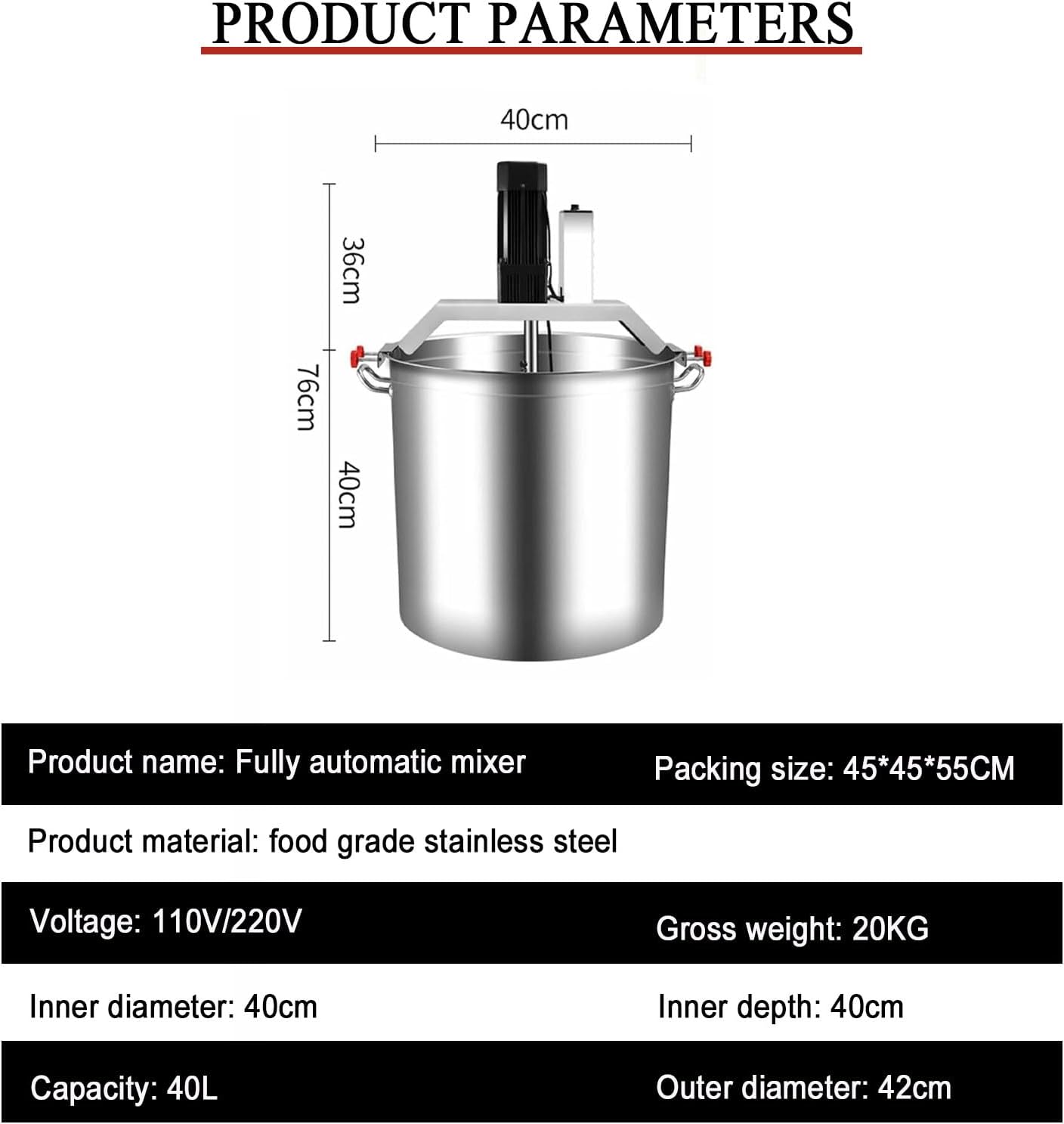 Automatic Food Blender, 110v/220v Stainless Steel Electric Mixer for Cooking Blender Chocolate Sauce Thermomixer Food Blender, Seasoning Bottom Soup Sauce Blender. Mixing Speed ​​Adjustable