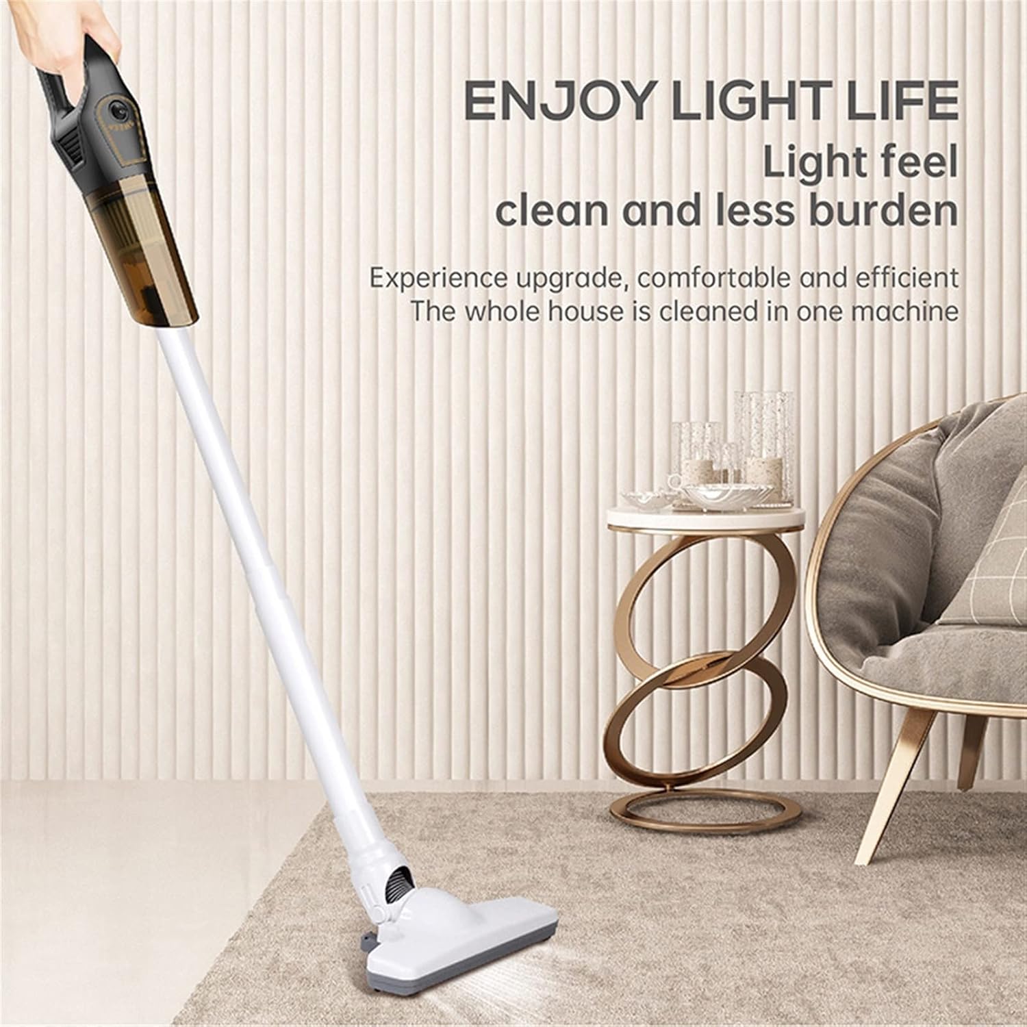 Wireless Vacuum Cordless Stick Vacuum Cleaner Vertical Handheld Wireless Home Vac for Carpet, Hard Floor (Color : White)