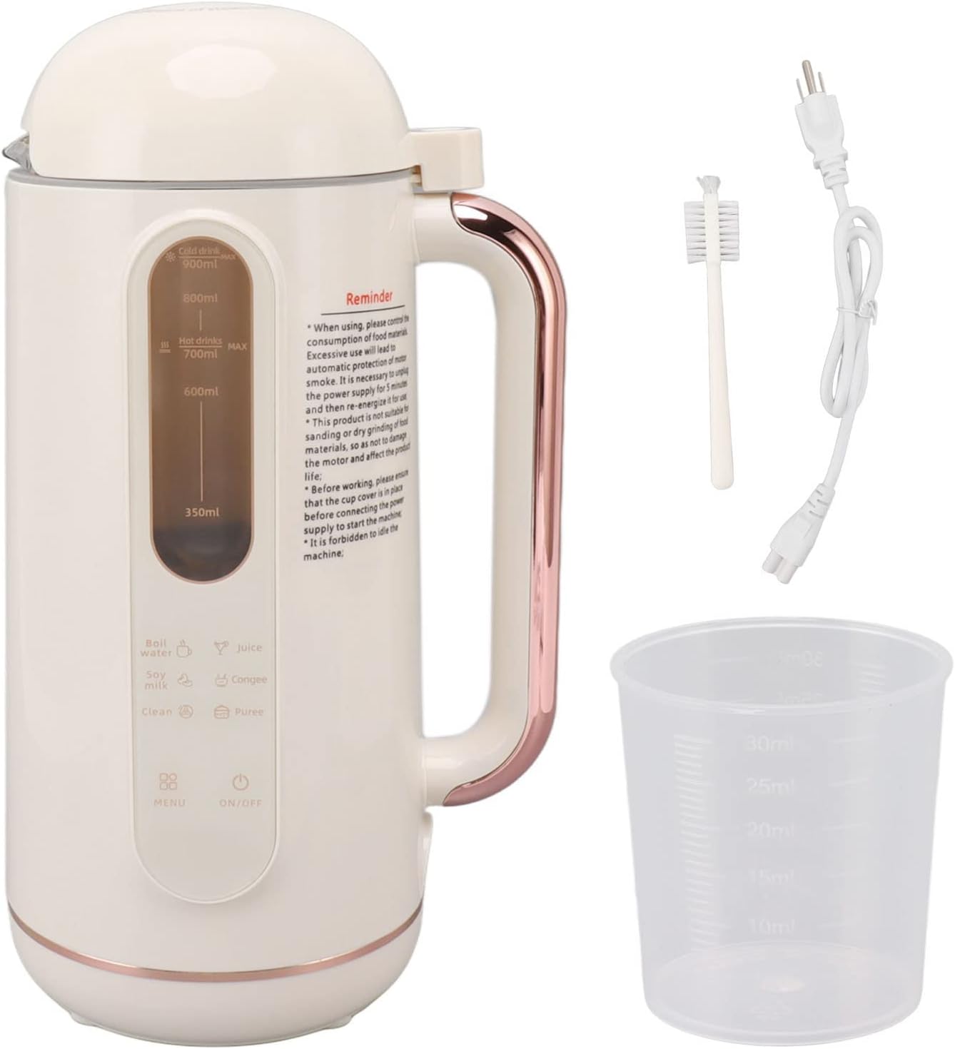 Yctze Soy Milk Maker, Soy Milk Maker Automatic High Speed Blender Creamy White Multifunctional Nut Milk Maker for Home Restaurant US Plug 110V