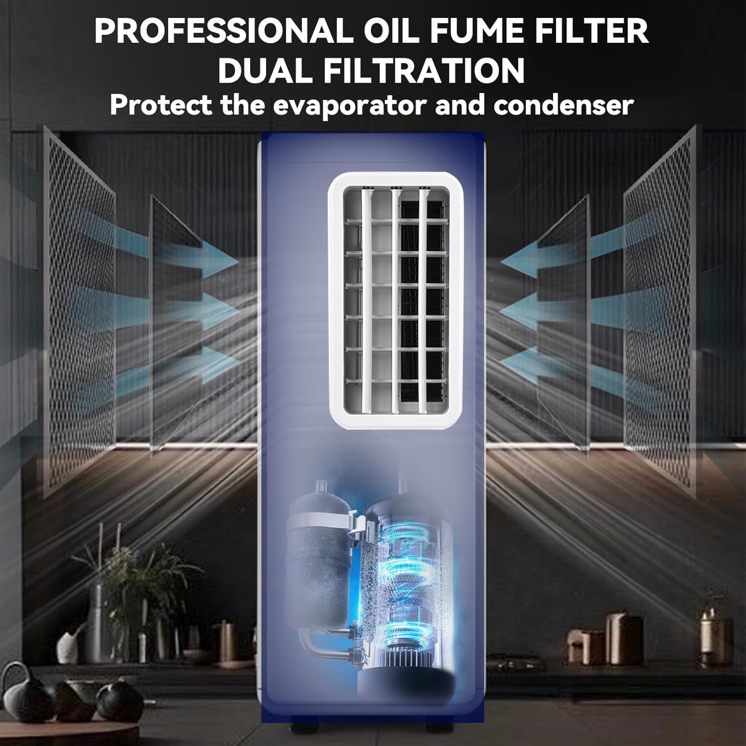 Portable Mobile Air Conditioners, Low Energy Consumption Air Circulator with Cooling and Dehumidifying Functions, dehumidifier for use in kitchen, living room, bedroom, garage