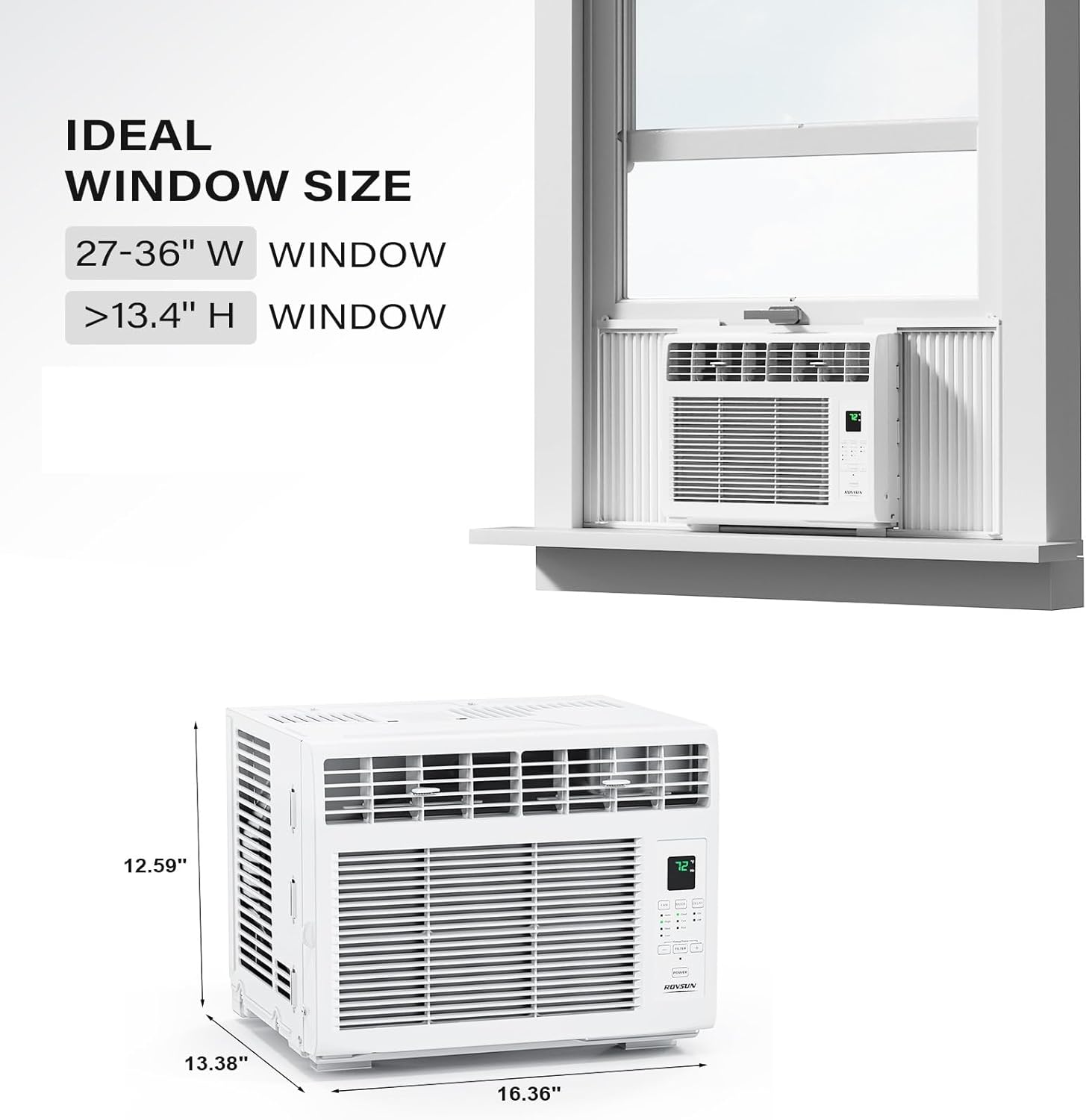 ROVSUN 6000 BTU Window Air Conditioner with Remote & Timer, AC Unit for Window with ECO Mode, 4 Fan Speeds & Easy Installation Kit for Home Dorm Apartment Office up to 250 Sq. Ft, 115V/60Hz