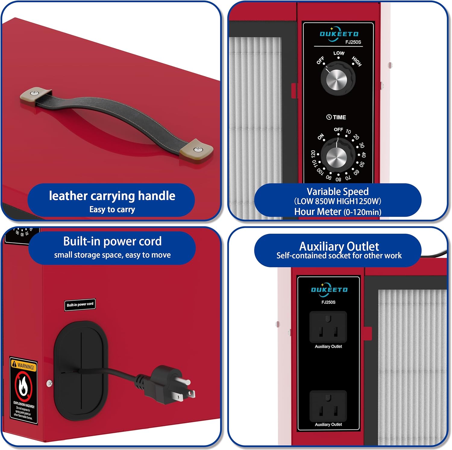 Portable 2 Stage Intake Air Filtration System - Tabletop Dust Collectors (850-1250CFM) for Woodworking, Air Filter with Strong Vortex Fan, Garage Works Shop Benchtop Dust Collection Systems