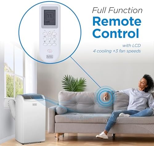 BLACK+DECKER 14,000 BTU Portable Air Conditioner, 3-in-1 AC, Dehumidifier and Fan, Portable AC Unit with Remote Control, Auto Evaporation, 3 Speeds, Window Kit Included, White, BPP10WTB