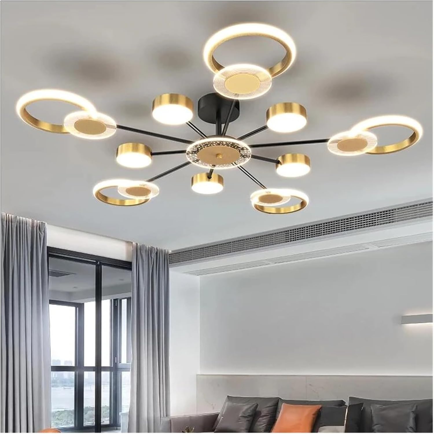 Postmodern Ring Ceiling Light Gold Luxury Living Room Bedroom Dining Interior Design LED Lights,Household