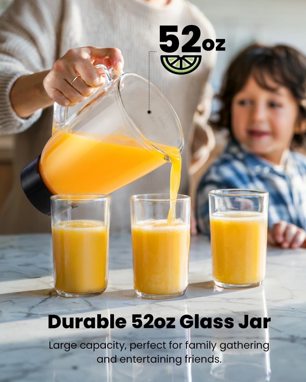 GDOR Professional Blender for Smoothies, 5 Functions, 1200 Peak Watts Smoothie Blender, 52 Oz Glass Jar & 24 Oz To-Go Cup Combo, Ice Crushing & Frozen Fruit, Self-Cleaning, Black