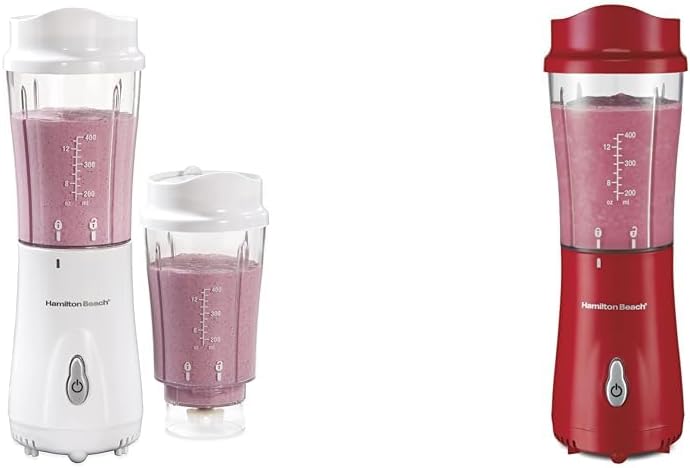 Hamilton Beach Portable Blender for Shakes and Smoothies with 14 Oz BPA Free Travel Cup and Lid & Portable Blender for Shakes and Smoothies with 14 Oz BPA Free Travel Cup and Lid