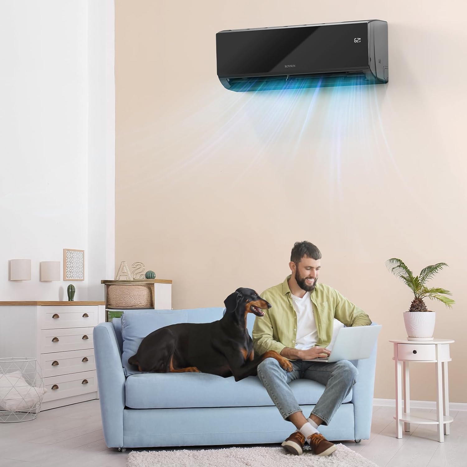 ROVSUN 12,000 BTU Mini Split Air Conditioner & Heater with Smart APP Control, 21 SEER2 115V Energy Saving Inverter Ductless Wall AC Unit with Pre-Charged Condenser, Heat Pump & Installation Kit, Black