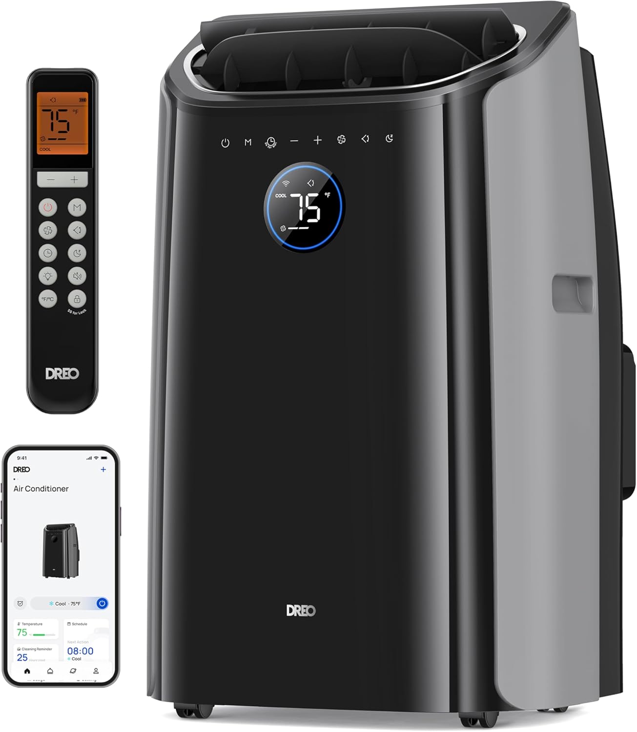 Dreo Portable Air Conditioners, 12000 BTU AC Unit for Bedroom with Drainage-free Cooling, 3-in-1 with Fan & Dehumidifier, Touch/APP/Voice/Remote, 24h Timer, Smart Floor AC for Room Indoors, AC515S