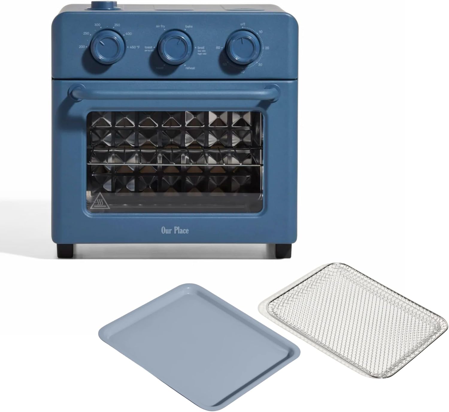 Our Place Wonder Oven & Essentials Kit | 6-in-1 Air Fryer Toaster Oven with Steam Infusion | Countertop Convection Oven Combo with Extra Bake Pan & Air Fryer Basket | Non-toxic, PFAS-Free | Blue Salt
