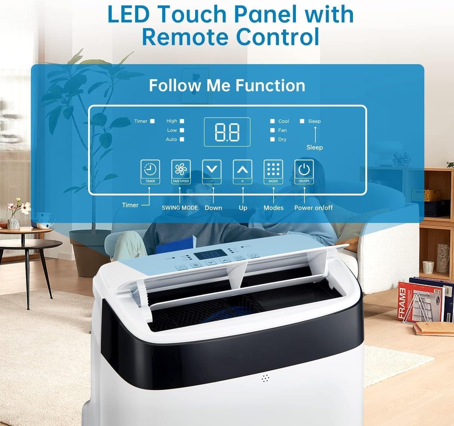 12,000 BTU Portable Air Conditioner Cools Up to 550 Sq. Ft., Portable AC Unit with Dehumidifier and Fan, Stand AC Units for Room, Quiet Operation, Remote Control, 24 Hours Timer, White Top