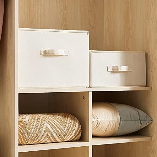 INLIMA Appliance Shelf for Kitchen Large Storage Basket Bin Set [1-Pack] Storage Cube Box Foldable Canvas Fabric Collapsible Organizer With Handles For Home Office Closet（colour：white） (Size : Small