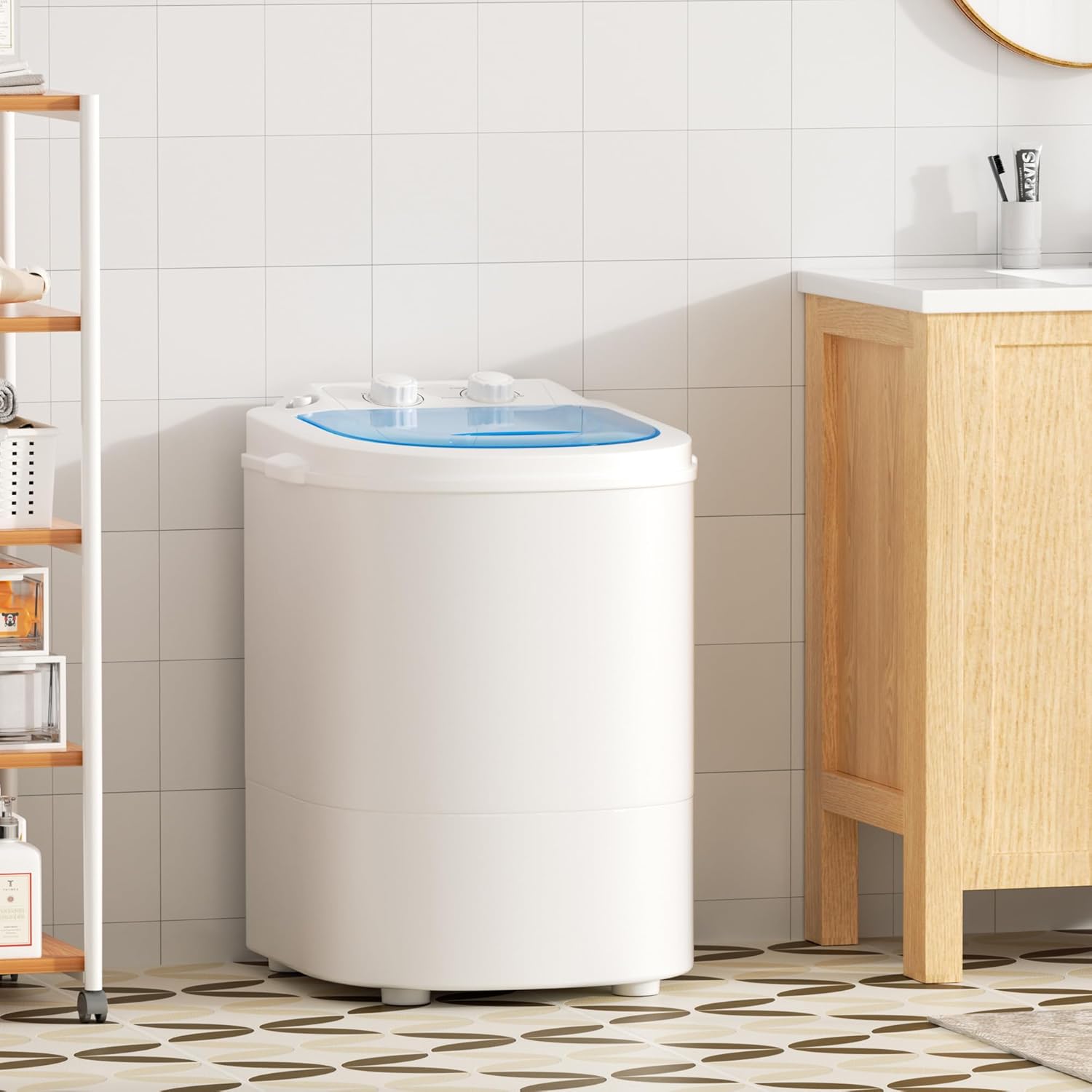 INTERGREAT Mini Portable Washing Machine, 5.5 lbs Capacity, Compact Laundry Washer with Spin Tub & Drain Hose, Perfect for Apartment Dorms RV Home (Blue)