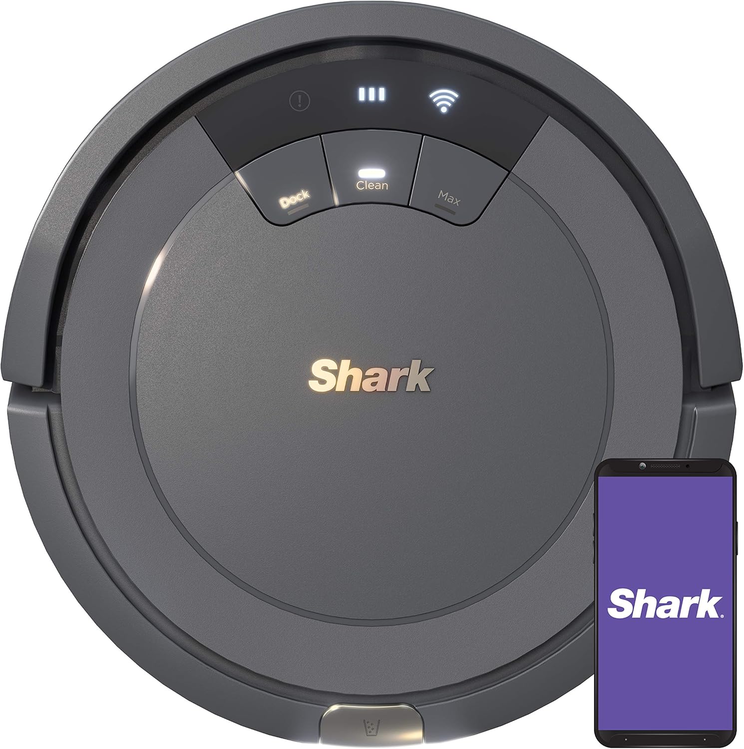 Shark AV753 ION Robotic Vacuum, Wi-Fi Connected, 120min Runtime, Compatible with Alexa, Multi-Surface Cleaning, Gray (Renewed)