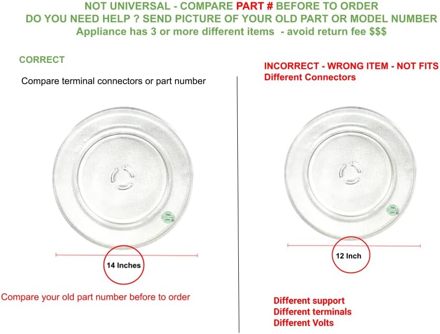 4375274, 4375343, 4375405 CKD375405X compatible with Jenn Air, Kitchen Aid, Maytag, Whirlpool Microwave Cooking Tray 14'' fits old number 4375274, 4375343, 4375405