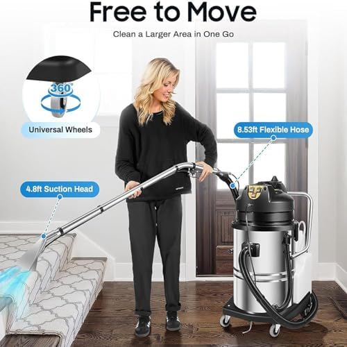 Professional 3-in-1 Commercial Carpet Cleaning Machine, 40L Portable Extractor Vacuum & Floor Brush, Wet Dry Spraying Cleaner for Deep Cleaning & Stain Removal