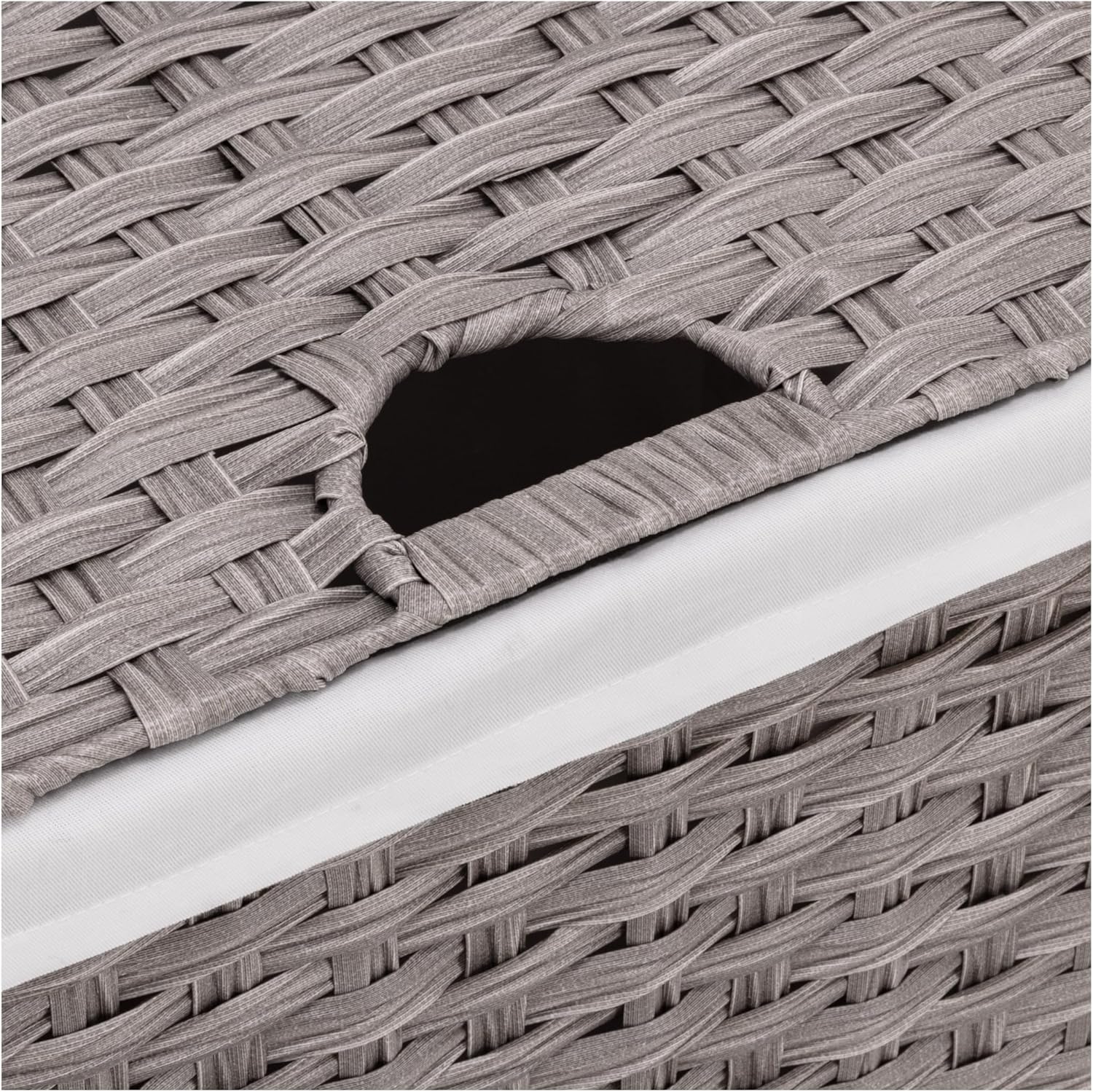 Seville Classics Premium Handwoven Portable Laundry Bin Basket with Carrying Handles, Household Storage for Clothes, Linens, Sheets, Gray, Rectangular Hamper