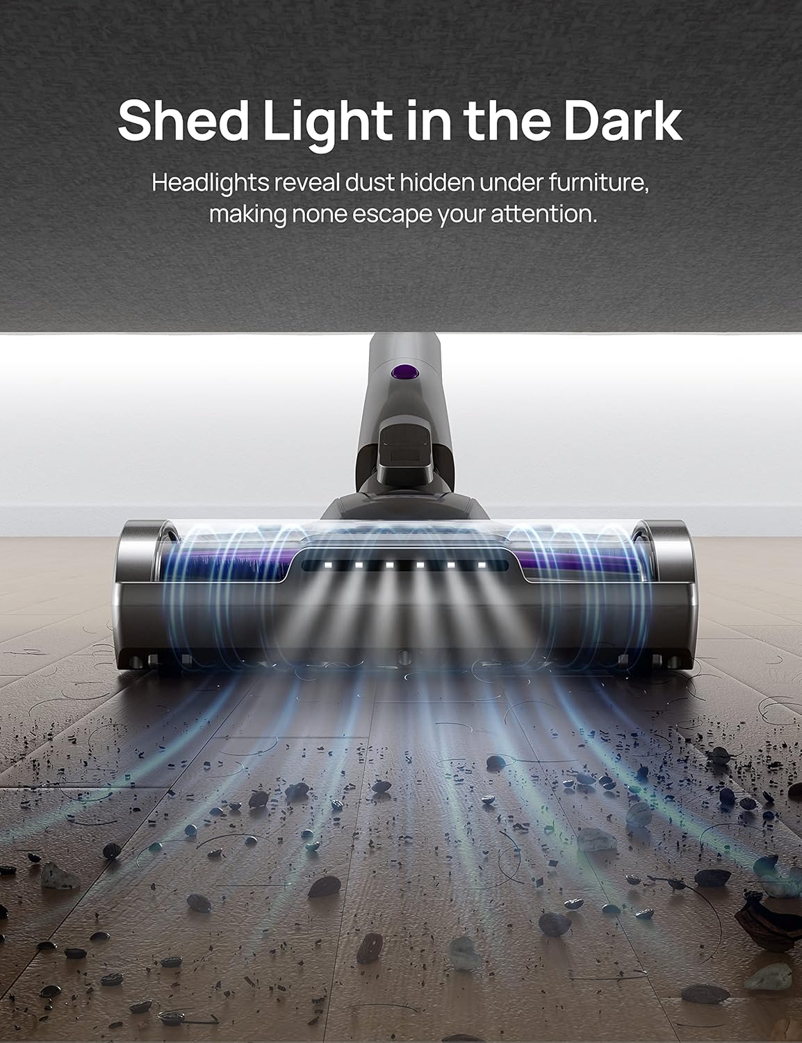 Dreo Cordless Vacuum Cleaner for Home, 25kPa 550W Strong Suction, 3000mAh Detachable Battery, Up to 60 Mins, Handheld/Stick Vacuum with Headlights, Tools for Car, Pet Hair, Carpets, Hard Floors