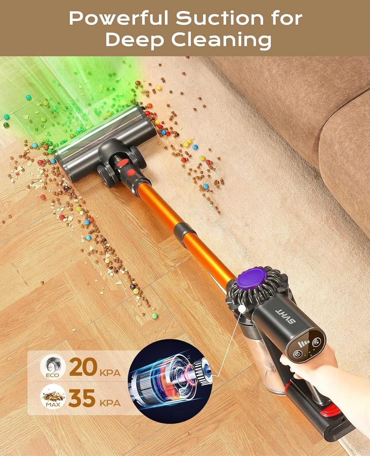 Cordless Vacuum Cleaner, 45Mins Powerful Vacuum Cleaners for Home, Lightweight Stick Vacuum Pet Hair,Hardwood Floor(5)