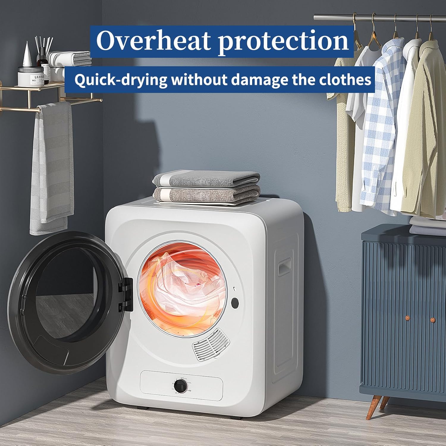 VCJ Portable Washing Machine and Dryer Set, 25lbs Fully Automatic Washer and 10lbs Portable Dryer with Stainless Steel Tub, Compact Washer and Dryer Combo for Apartment, RV, Dorm