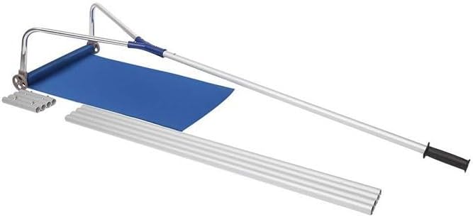 Telescoping Roof Snow Rake with Rollers and Slide Tarp, Roof Snow Removal Tool from Ground, Heavy Snow Cleaner for Sloped Roofs
