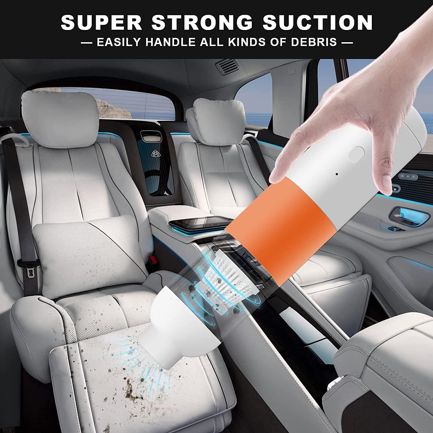 Small Fashion Handheld Vacuum Cordless, 2-Speed Powerful Portable Handheld Vacuum Cleaner for car, Home & Office Pets Hair Cat Litter Cleaning