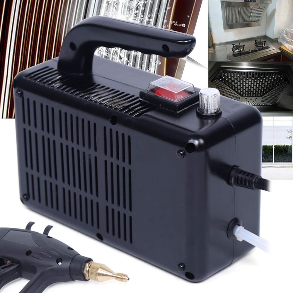 1600W Steam Machine Steam Cleaner High Temperature High Pressure Hand-held Portable Steam Cleaning Machine Automatic Mobile Cleaning Machine (BLACK, Without Flashlight)