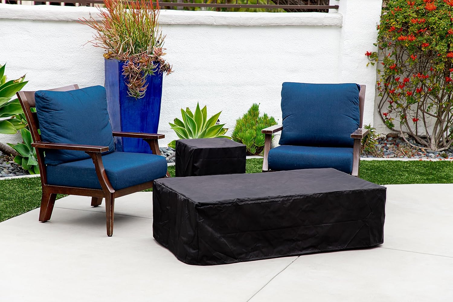 AMS Creations | Chelsea 55 inch Rectangular Wavy Dark Gray Concrete GFRC Natural Gas Fire Table Pit